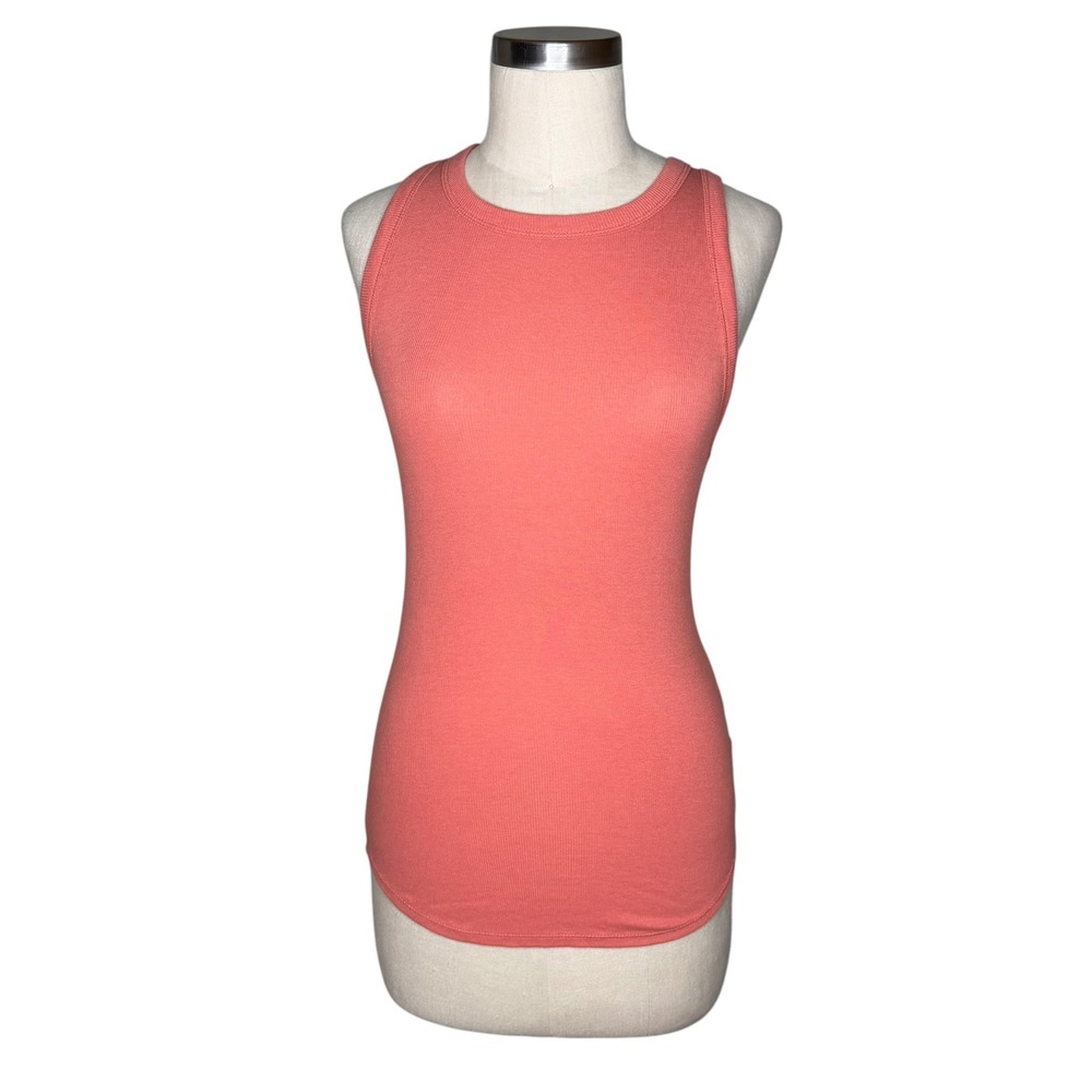 A NEW DAY Tank Top Coral Pink Ribbed Knit Women's Size Medium Stretch